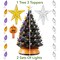 Casafield Hand Painted Ceramic Christmas Tree, 24-Inch Pre-Lit Tree with 148 Multi Color Lights and 2 Star Toppers